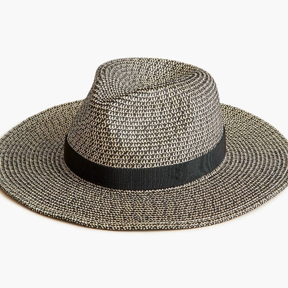 J. Crew Accessories - J. CREW I Woven Black and Ivory Marled Wide Brim Packable Sun Hat, X/XL